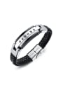 thumb Personalized Titanium Woven Black PU Men Bracelet 2