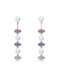 thumb Temperament long leaves pearl fringe micro-inlaid zircon earrings 0