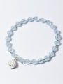thumb Temperament Blue Shell Shaped Crystal S925 Silver Bead Bracelet 0