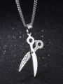 thumb Personalized Scissors Rhinestones Titanium Necklace 2