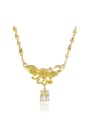 thumb All-match 24K Gold Plated Flower Shaped Rhinestone Copper Necklace 0