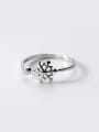 thumb Temperament Snowflake Shaped Single Rhinestone Silver Ring 0