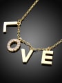 thumb 18K Gold Plated Monogrammed Rhinestones Necklace 1