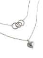 thumb 925 Sterling Silver With Glossy  Simplistic Geometric Ring Love Double Layer  Necklaces 0