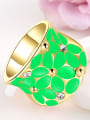 thumb Exquisite 18K Gold Plated Flower Pattern Enamel Ring 2