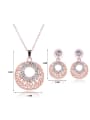 thumb Alloy Rose Gold Plated Fashion Rhinestones Hollow Circle Two Pieces Jewelry Set 2