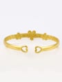 thumb Copper Alloy 24K Gold Plated Ethnic style Flower Opening Bangle 1