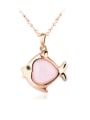thumb Fashion Opal 18K Rose Gold Bubble Fish Shaped Necklace 2