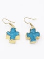 thumb Personalized Cross Blue Natural Crystal Earrings 2