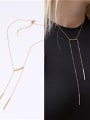 thumb Titanium With Gold Plated Simplistic Asymmetrical Long Stick Chain Necklaces 1