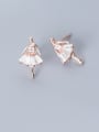 thumb 925 Sterling Silver With Rose Gold Plated Cute Angel Stud Earrings 1