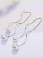 thumb Simple White Imitation Pearl Water Wave Line Earrings 2