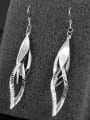 thumb 925 Sterling Silver Long Leaves Polishing Earrings 1