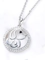 thumb Simple Hollow Round Little Dog Cubic Zirconias 925 Silver Pendant 2