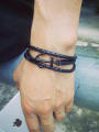 thumb Exquisite Black Gun Plated Anchor Shaped Artificial Leather Bracelet 1