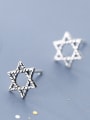 thumb 925 Sterling Silver With Silver Plated Simplistic Hexagonal Star Stud Earrings 1