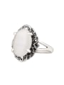 thumb Retro style White Opal Antique Silver Plated Ring 0