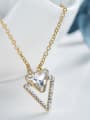 thumb Simple austrian Crystal Triangle Gold Plated Necklace 2
