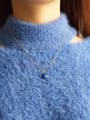 thumb Sterling silver dark blue classic round gold necklace 1