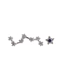 thumb Asymmetrical Stars Tiny Rhinestones Silver Stud Earrings 0