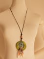 thumb Vintage Wooden Circle Feather Necklace 2