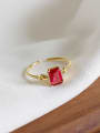 thumb Fashion Red Zircon Gold Plated Silver Opening Ring 3