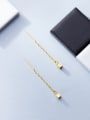 thumb 925 Sterling Silver With 18k Gold Plated Personality Square Threader Earrings 2
