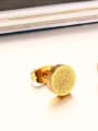 thumb Temperament Gold Plated Round Frosted Titanium Stud Earrings 2