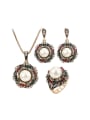 thumb Vintage style Artificial Pearls Cubic Crystals Alloy Three Pieces Jewelry Set 0