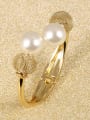 thumb Fashion Artificial Pearls Gold Plated Opening Bangle 2