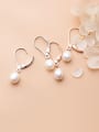 thumb 925 Sterling Silver With Artificial Pearl Simplistic Oval Clip On Earrings 0