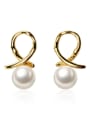 thumb 925 Sterling Silver With Artificial Pearl  Simplistic Hollow Round Stud Earrings 0