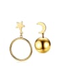 thumb Exquisite Gold Plated Moon Shaped Asymmetric Drop Earrings 0