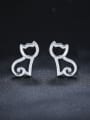 thumb Simple Hollow Kitten 925 Sterling Silver Stud Earrings 0
