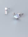 thumb 925 Sterling Silver With Platinum Plated Cute Irregular Stud Earrings 0