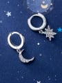 thumb 925 Sterling Silver With Silver Plated Simplistic Asymmetric moon star Clip On Earrings 0