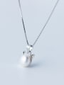 thumb S925 Silver Natural Freshwater Pearl Lovely Cat Necklace 0