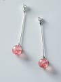 thumb 925 Sterling Silver With Platinum Plated Fashion One-Word Stick  Drop Earrings 0