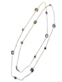 thumb Long Double Layer Colorful Stones Women Necklace 0