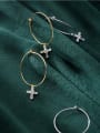 thumb 925 Sterling Silver With Silver Plated Personality Cross Hoop Earrings 0