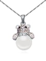 thumb Fashion Tiny Crystals-covered Bear Imitation Pearl Alloy Necklace 1