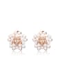 thumb Fashion Flower Shaped Austria Crystal Enamel Earrings 0