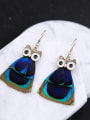 thumb Peacock Feathers Minimalist Fashion Female Owl Drop Earrings 1