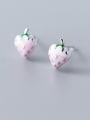 thumb 925 Sterling Silver With Rose Gold Plated Cute Friut Strawberry Stud Earrings 1