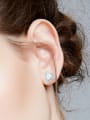 thumb Fashion Little Opal stones Cubic Zirconias 925 Silver Stud Earrings 1