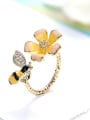 thumb Personalized Little Bee Flower 925 Silver Opening Ring 3