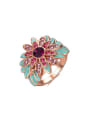 thumb Personality Platinum Plated Zircon Flower Shaped Ring 2