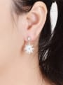 thumb Exquisite Star And Moon Zircon Asymmetric Drop Earrings 3