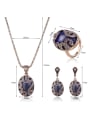 thumb 2018 Alloy Antique Gold Plated Vintage style Artificial Stones Three Pieces Jewelry Set 2