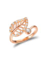 thumb Elegant Rose Gold Plated Leaf Shaped Zircon Ring 0